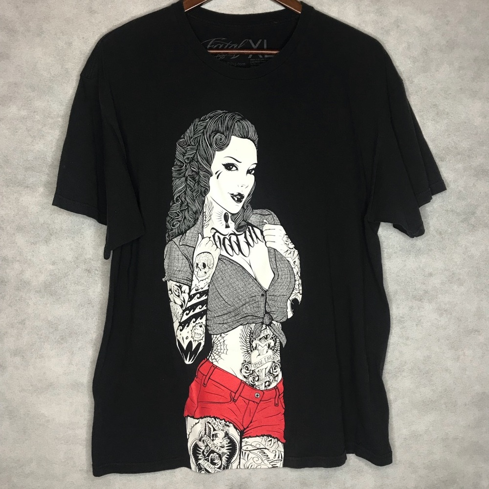 Fatal Tattooed Pinup Girl Short Sleeve Graphic Tee